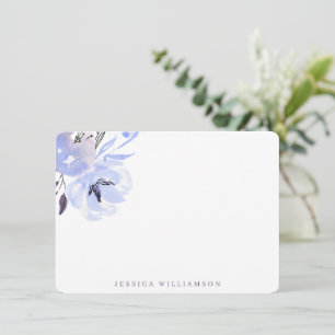 Elegant Blauw Maagdenpalm Bloem Motief Persoonlijk Notitiekaartje