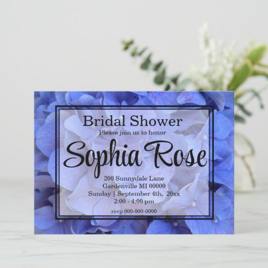 Elegant Blauw maagdenpalm floraal Vrijgezellenfees Kaart (Staand voorkant)