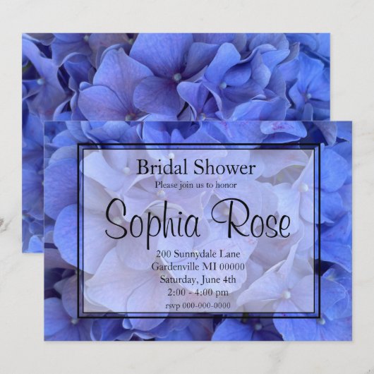 Elegant Blauw maagdenpalm floraal Vrijgezellenfees Kaart (Voorkant / Achterkant)