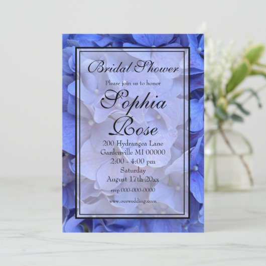 Elegant Blauw maagdenpalm floraal Vrijgezellenfees Kaart (Staand voorkant)