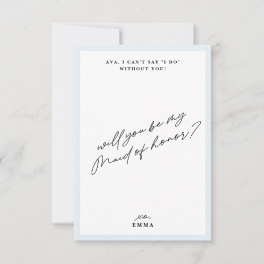 Elegant  Blauw Maid of Honor Voorstel Kaart (Voorkant)