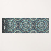 Elegant blauw mandala patroon gepersonaliseerd yogamat (Voorkant (horizontaal))
