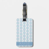 Elegant Blauw Mandala Patroon op Witte Naam Bagagelabel (Achterkant verticaal)