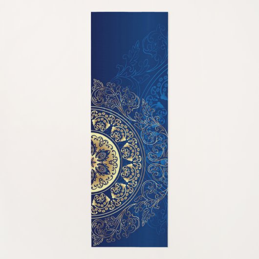Elegant Blauw Mandala Patroon Yoga Mat! Yogamat (Voorkant)