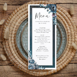 Elegant blauw marmer bruiloft menu