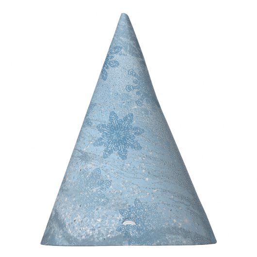 Elegant blauw marmer glitter sneeuwvlokpatroon feesthoedjes (Rechts)