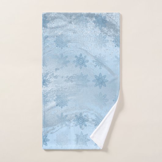 Elegant blauw marmer glitter sneeuwvlokpatroon handdoek (Handdoek)