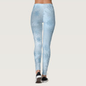 Elegant blauw marmer glitter sneeuwvlokpatroon leggings (Achterkant)