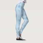 Elegant blauw marmer glitter sneeuwvlokpatroon leggings (Rechts)