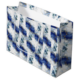 Elegant Blauw Marmer Luxe Abstract Ontwerp Groot Cadeauzakje