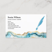 Elegant Blauw Marmer Professionele Verzekeringsage Visitekaartje (Achterkant)