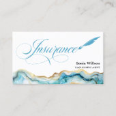 Elegant Blauw Marmer Professionele Verzekeringsage Visitekaartje (Voorkant)