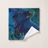 Elegant blauw marmer voor goudglitter bad handdoek (Wasdoekje)