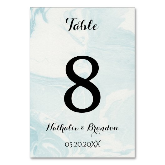 Elegant blauw marmeren tafelnummer (Achterkant)