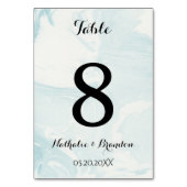 Elegant blauw marmeren tafelnummer (Voorkant)