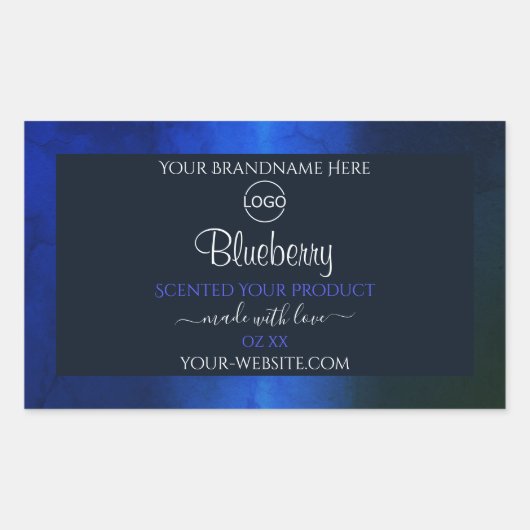 Elegant blauw marmerpatroon Etiket Logo toevoegen (Voorkant)