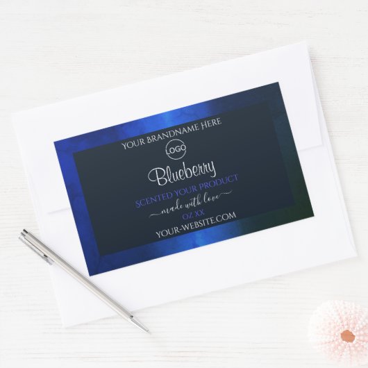 Elegant blauw marmerpatroon Etiket Logo toevoegen (Envelop)