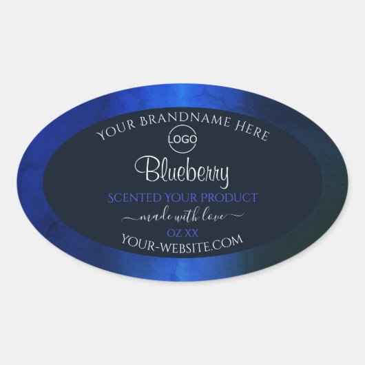 Elegant blauw marmerpatroon Etiket Logo toevoegen (Voorkant)