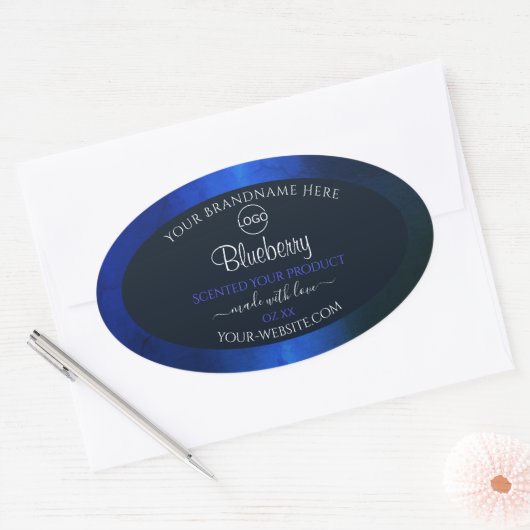 Elegant blauw marmerpatroon Etiket Logo toevoegen (Envelop)
