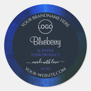 Elegant blauw marmerpatroon Etiket Logo toevoegen
