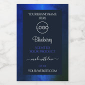 Elegant blauw marmerpatroon Etiket Logo toevoegen (Enkel label)
