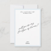 Elegant Blauw Matron of Honor Voorstel Kaart (Voorkant)