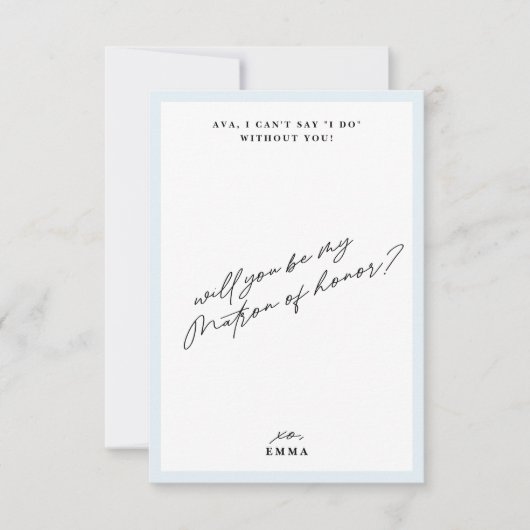 Elegant  Blauw Matron of Honor Voorstel Kaart (Voorkant)