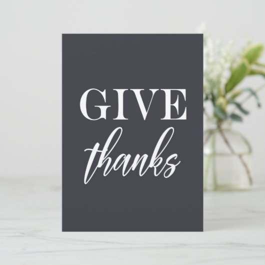 Elegant blauw met beige schets "Bedankt geven" Cit Bedankkaart (Staand voorkant)