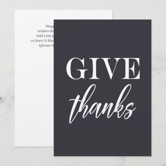 Elegant blauw met beige schets "Bedankt geven" Cit Bedankkaart (Voorkant / Achterkant)