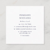 Elegant blauw met geel trellis patroon vierkante visitekaartje (Achterkant)