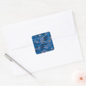 Elegant blauw metallic patroon vierkante sticker (Envelop)