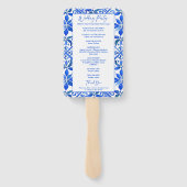 Elegant blauw Mexicaans Talavera bruiloft programm Handwaaier (Achterkant)