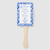 Elegant blauw Mexicaans Talavera bruiloft programm Handwaaier (Voorkant)