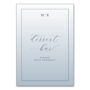 Elegant Blauw Minimalistisch Bord Dessertbar Kaart