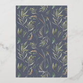 Elegant blauw modern minimal multi botanische foto folie feestdagenkaart (Achterkant)