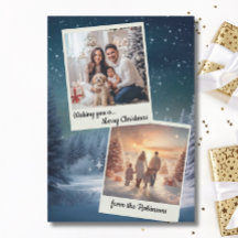 Elegant Blauw Modern Twee Fotocollage Kerstmis