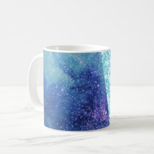 Elegant Blauw Moderne gradiënt galaxy glitter ster Koffiemok (Voorkant links)