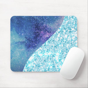 Elegant Blauw Moderne gradiënt galaxy glitter ster Muismat