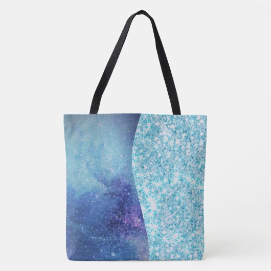 Elegant Blauw Moderne gradiënt galaxy glitter ster Tote Bag (Voorkant)