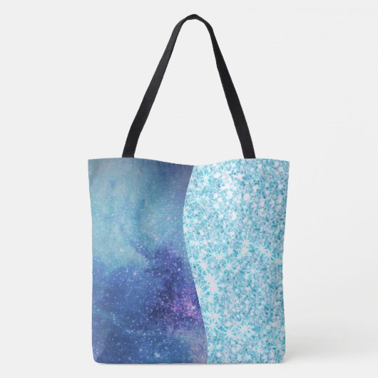 Elegant Blauw Moderne gradiënt galaxy glitter ster Tote Bag (Achterkant)