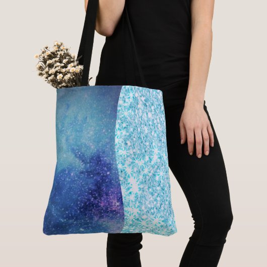 Elegant Blauw Moderne gradiënt galaxy glitter ster Tote Bag (Dichtbij)