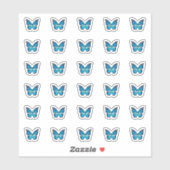 Elegant Blauw Monarch Vlinder Monogram Initialen Sticker (Vel)