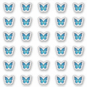 Elegant Blauw Monarch Vlinder Monogram Initialen Sticker (Voorkant)