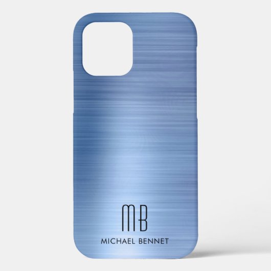 Elegant Blauw Monogram Case-Mate iPhone Case (Achterkant)