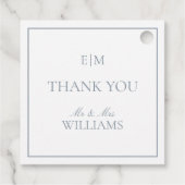 Elegant Blauw Monogram Dank u Script Bruiloft Bedankjes Labels (Achterkant)