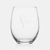 Elegant Blauw Monogram Drinkware Set Wijnglas Zonder Voet (Achterkant)