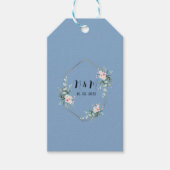 Elegant Blauw Monogram Eucalyptus Bruiloft Cadeaulabel (Voorkant)