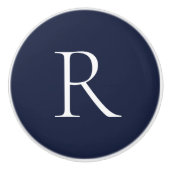 Elegant blauw monogram kabinet keramische knop (Voorkant)
