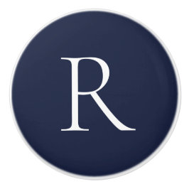 Elegant blauw monogram kabinet keramische knop