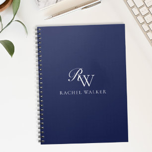 Elegant Blauw Monogram Notitieboek